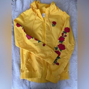 Yellow Jacket with Red Rose Embroidery